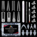 EBANKU Dual Nail Forms Kit - 192PCS Poly Gel Extension Molds with Stickers