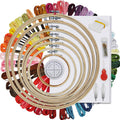 HAUSPROFI Embroidery Starter Kit – 50 Colors, 7 Bamboo Hoops & Needles