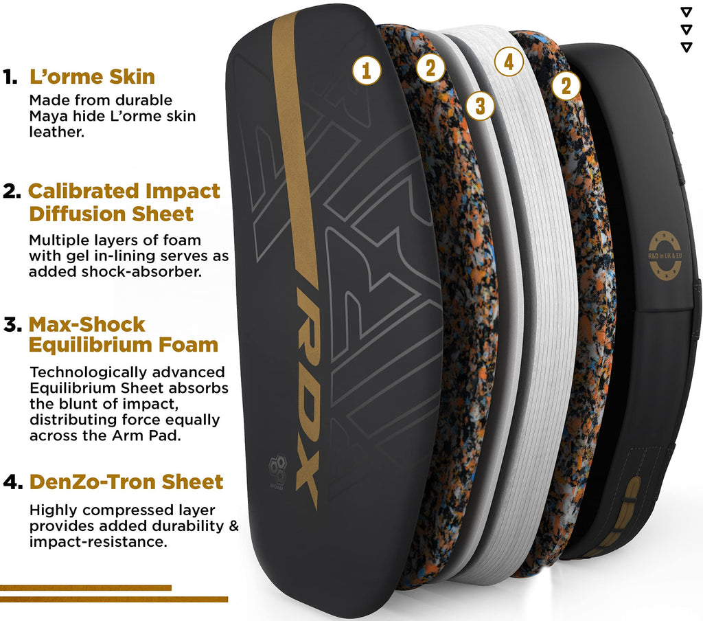 RDX Kara Curved Thai Pads – Maya Hide Leather Kickboxing Strike Shield