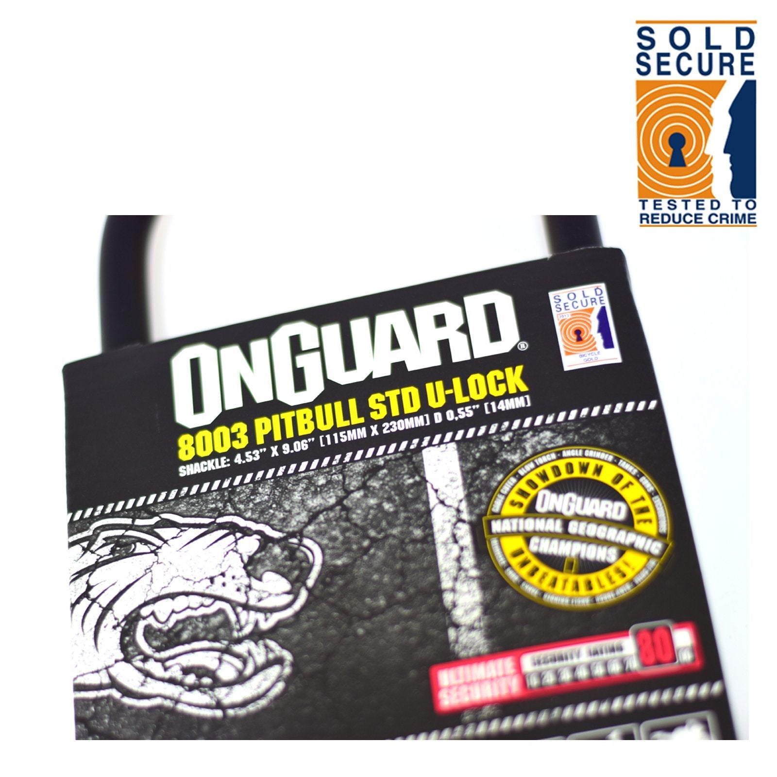 OnGuard Pitbull STD 8003 Bike U-Lock – Sold Secure Gold Hardened Steel