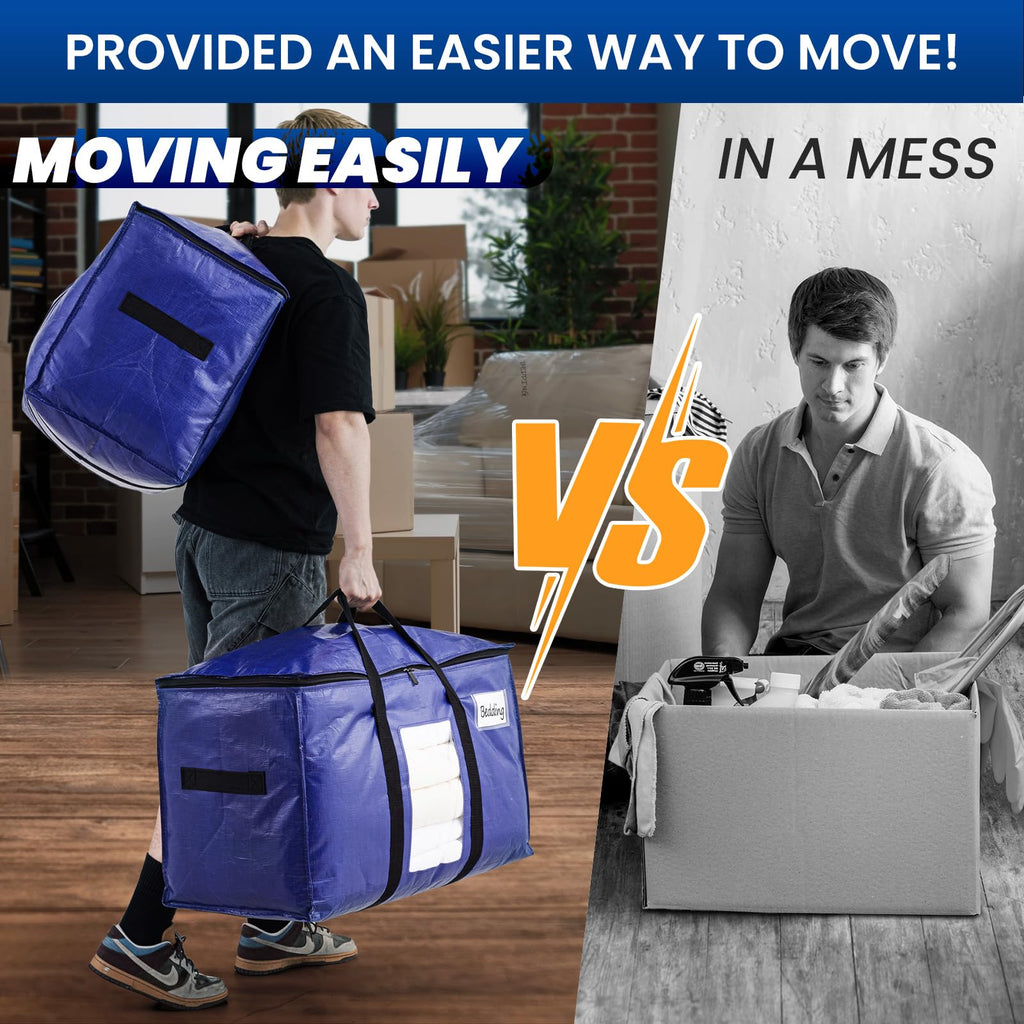 TAILI Moving Bags Extra Large Heavy Duty, Clear Window, 6 Pack Deep Blue - image 5