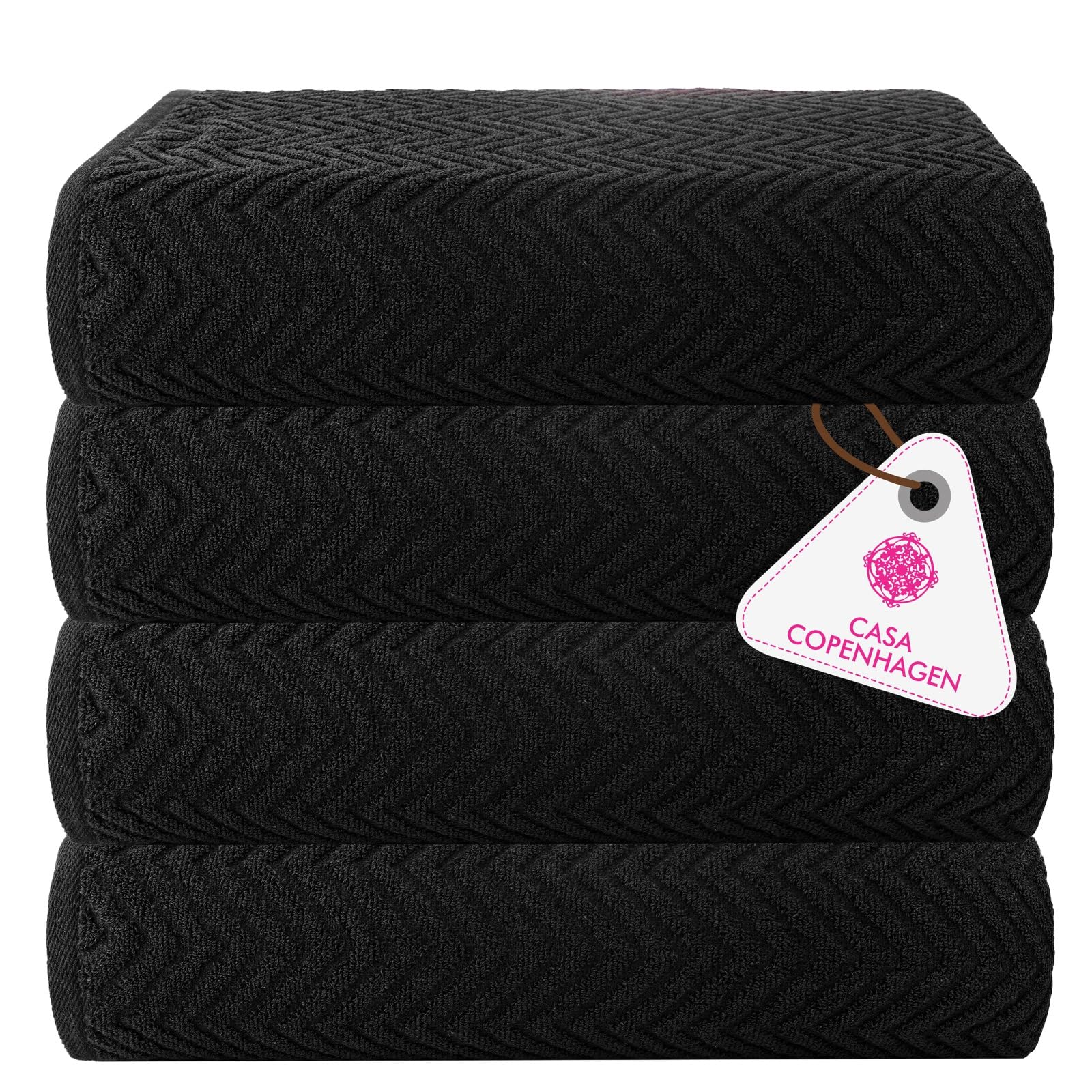 CASA COPENHAGEN 4-Piece Bath Towel Set | 550 GSM Cotton – Black