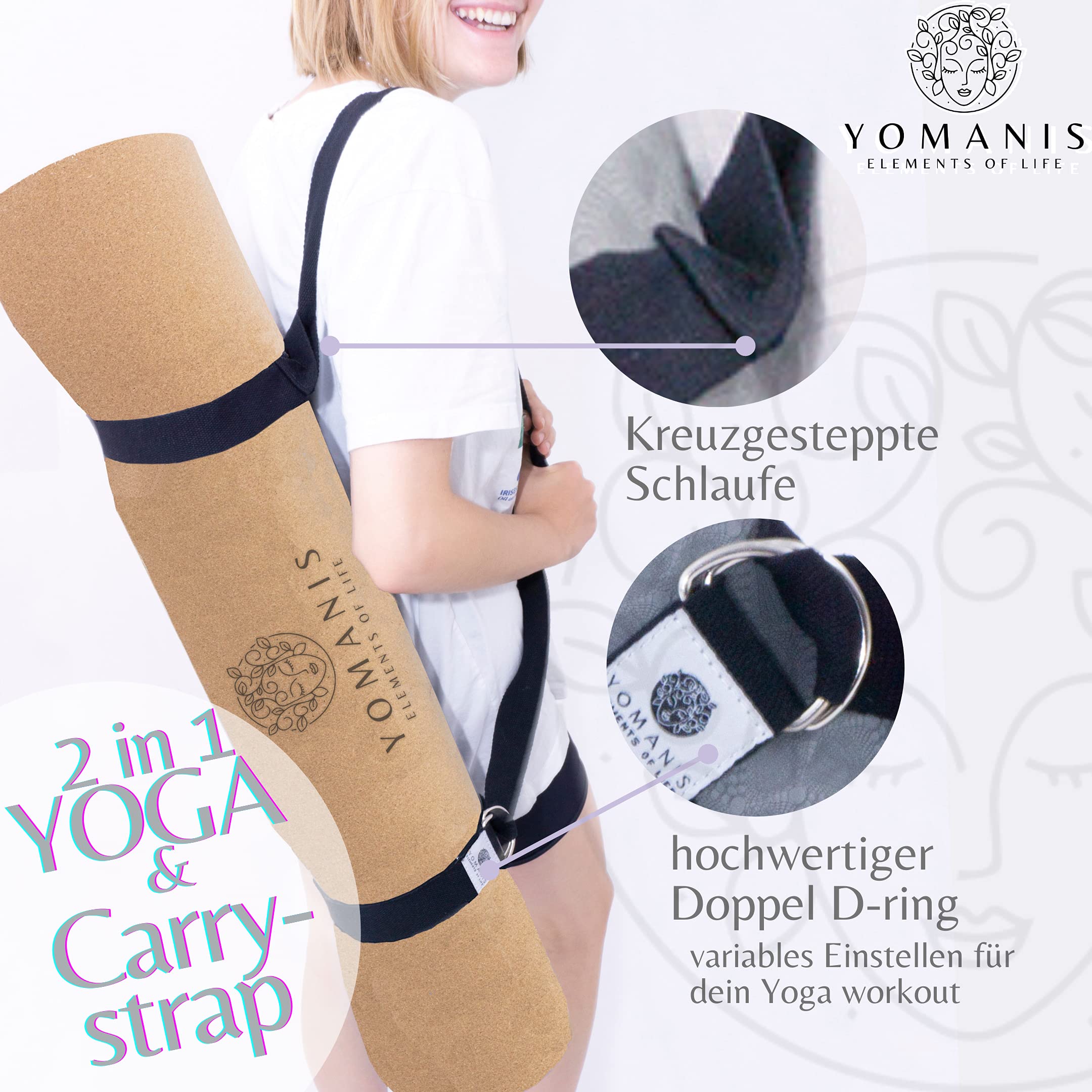 YOMANIS XXLux Cork Yoga Mat | Extra Wide 80cm & 8mm Thick Non-Slip