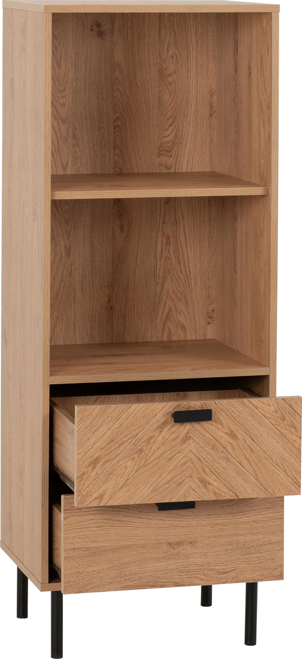 Seconique Leon 2 Drawer 2 Shelf Cabinet in Medium Oak Effect - image 4