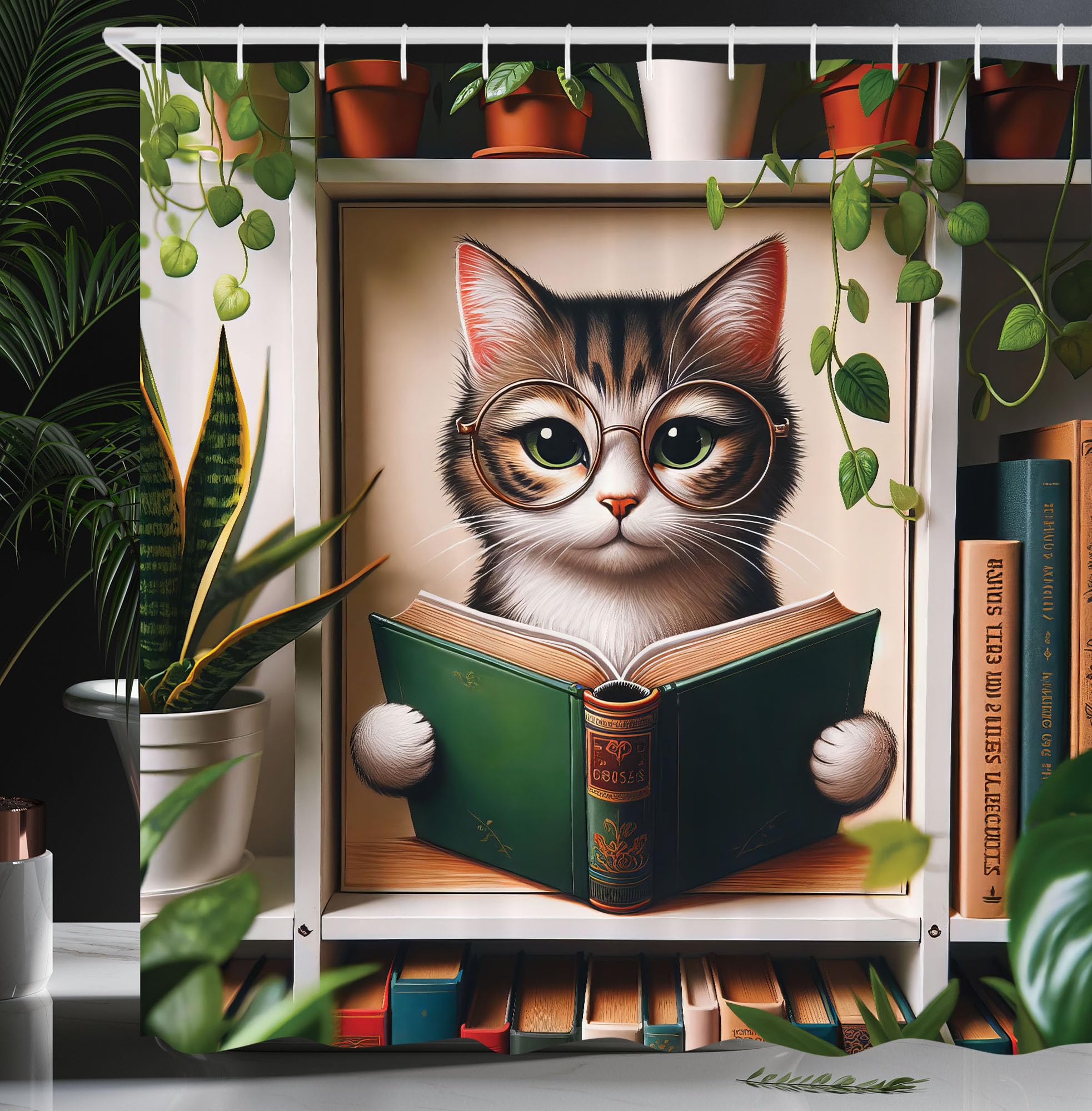 Abakuhaus Cat Shower Curtain | Waterproof Fabric Bathroom Decor – 175x200cm