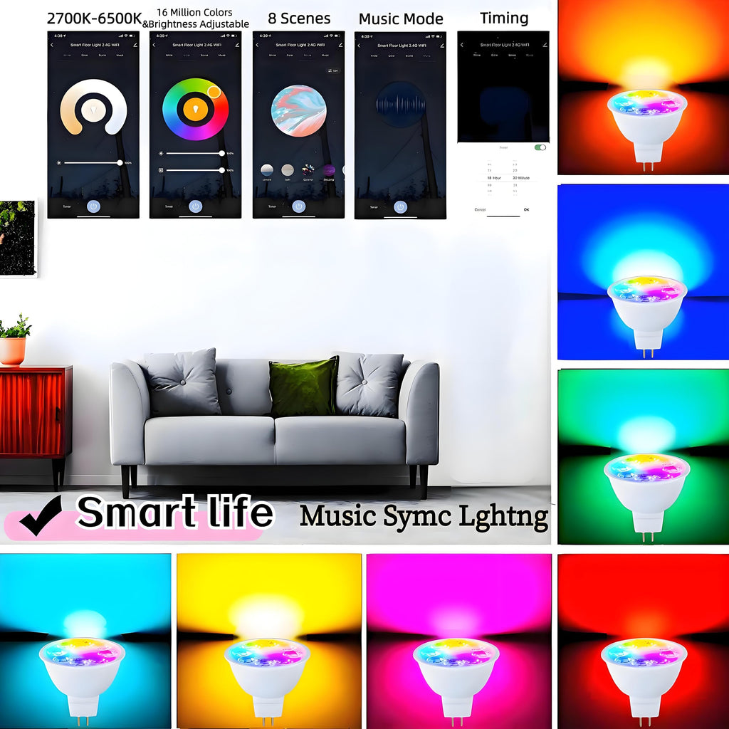 Smart MR16 GU5.3 LED Bulbs | RGB Dimmable 12V 5W 4-Pack