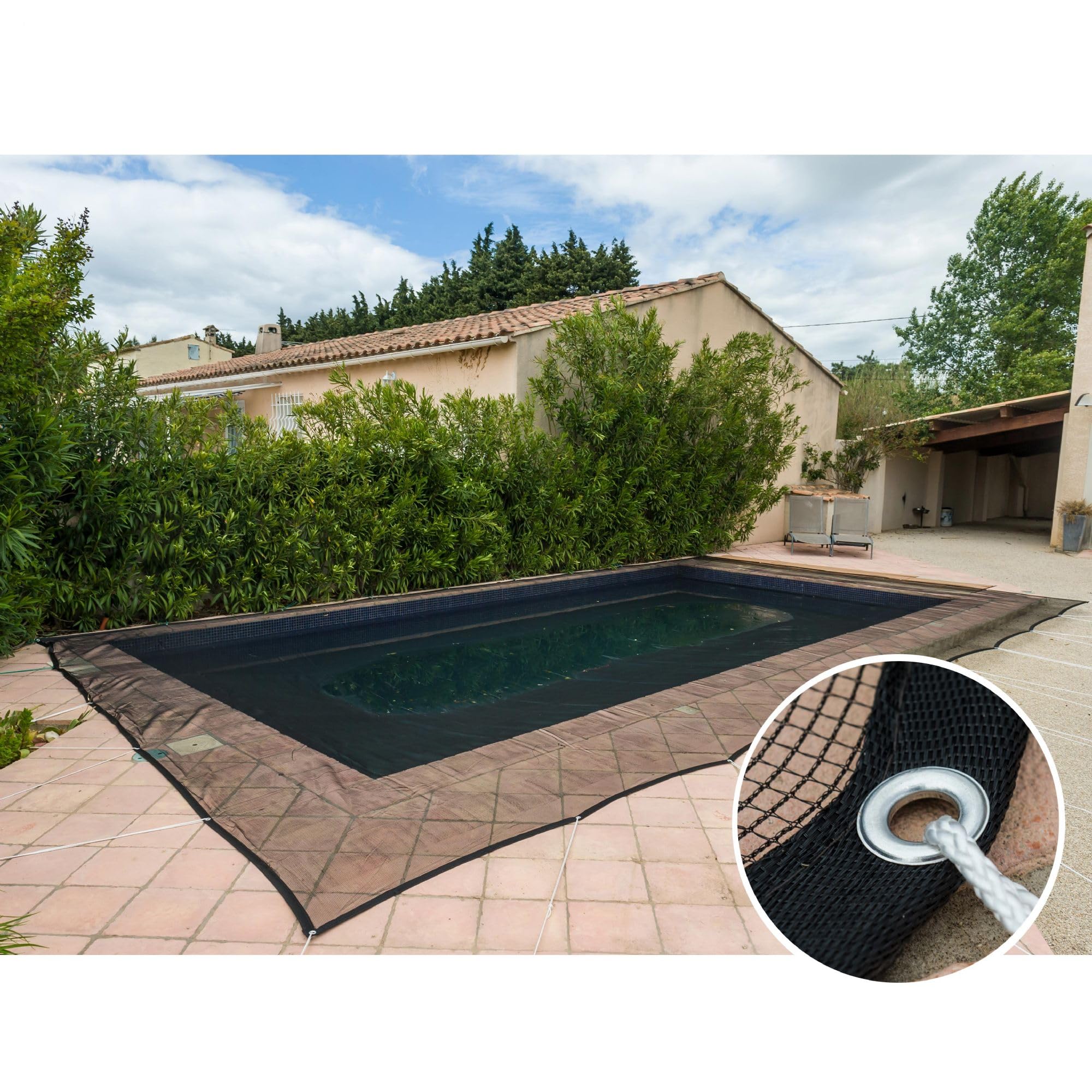 Werkapro Rectangular Pool Protection Net - 6 x 12 m - Black 100 g/m²