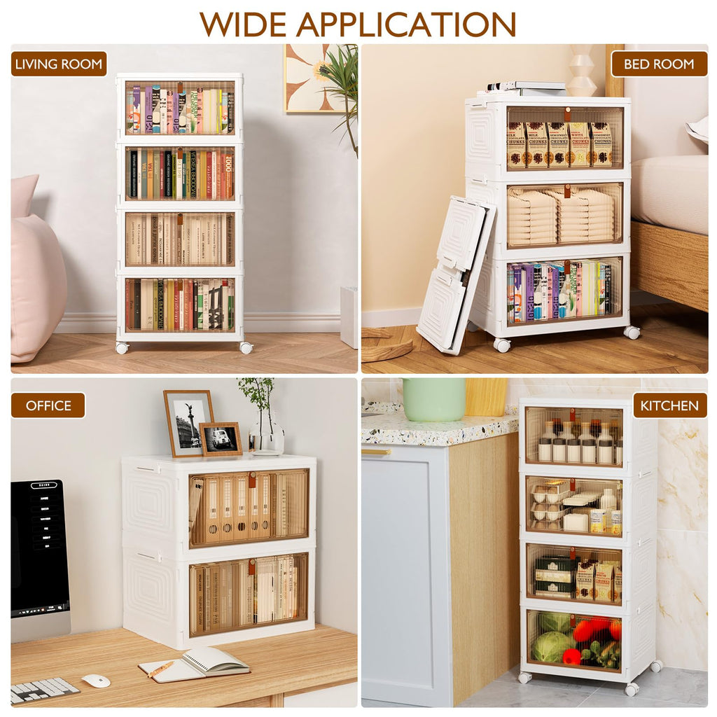 SavvyStor 4-Tier Stackable Storage Boxes | Foldable Plastic Organiser