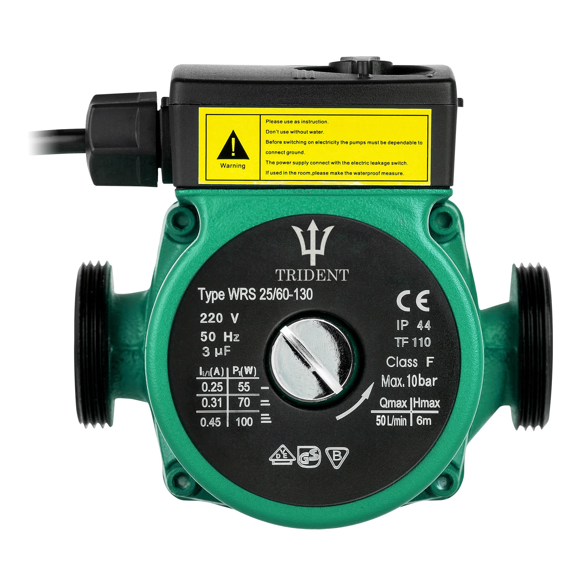 Trident Central Heating Circulator Pump | 6m Head Cast Iron | 3 Speed