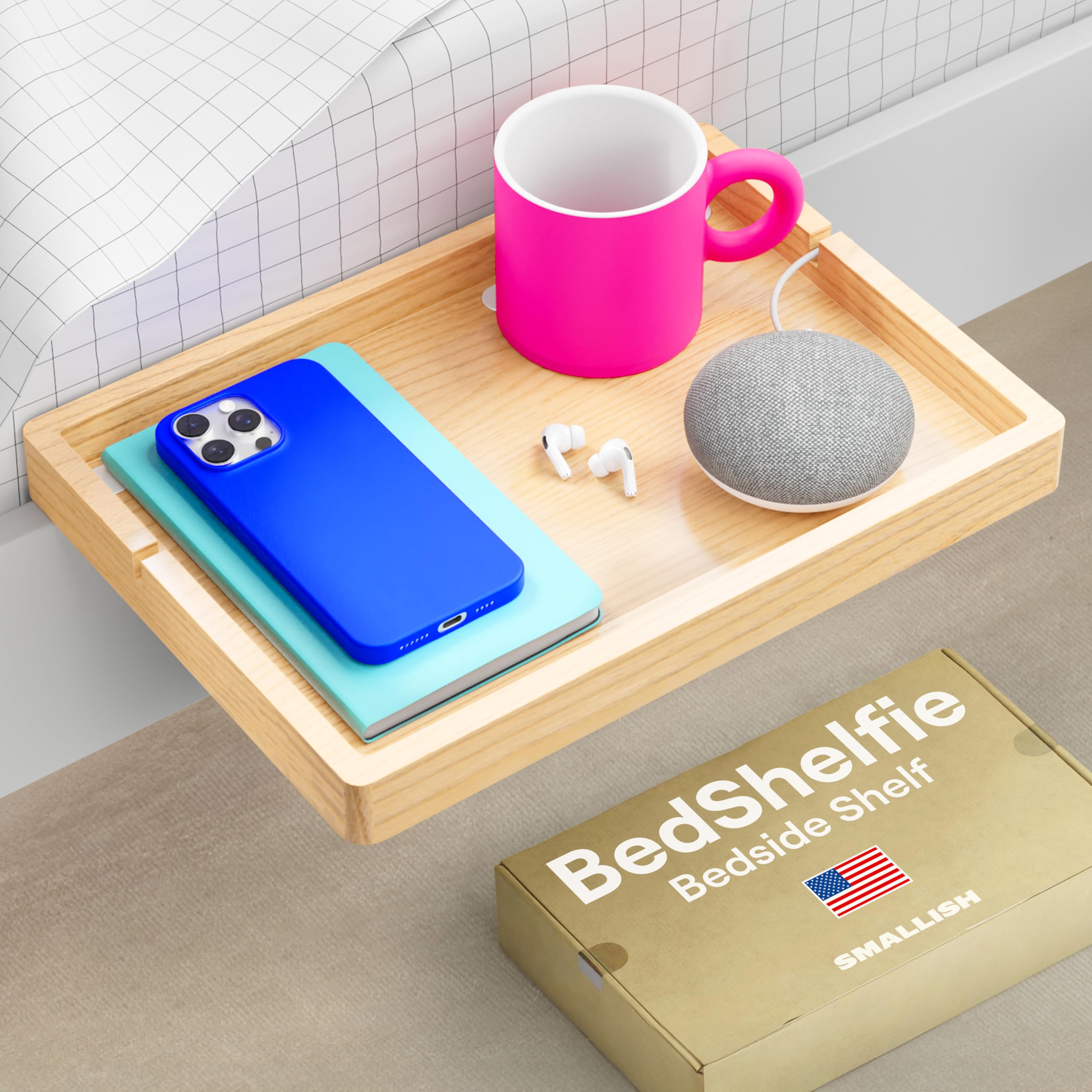 BedShelfie Floating Bedside Shelf | Bunk Bed Nightstand for College Dorms
