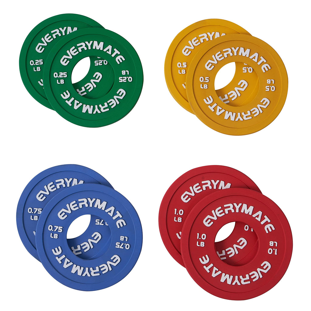 EVERYMATE Fractional Weight Plates Set - 8 Micro Rubber Plates for Barbells