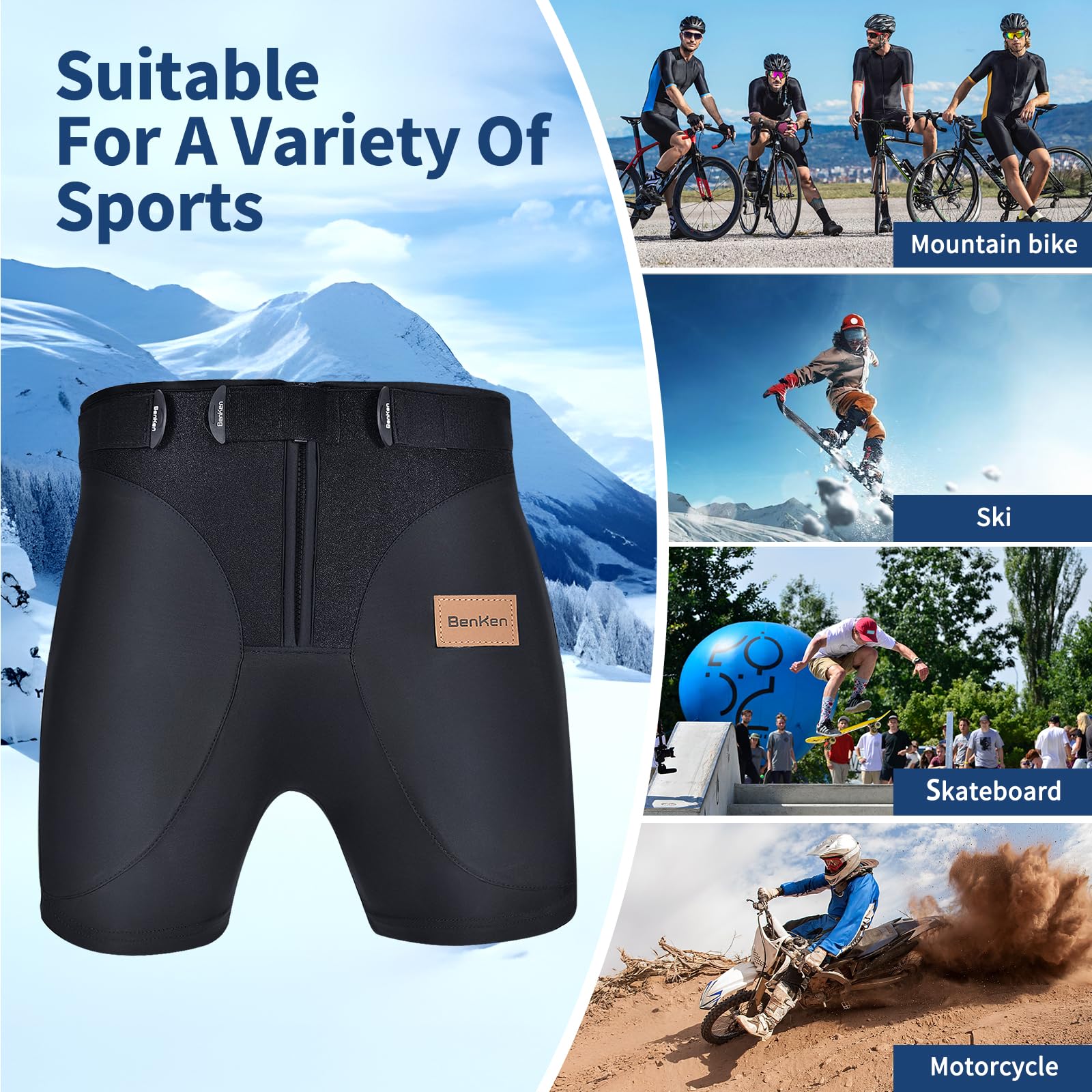 BenKen 3D EVA Padded Shorts | Impact Protection Hip & Butt Gear
