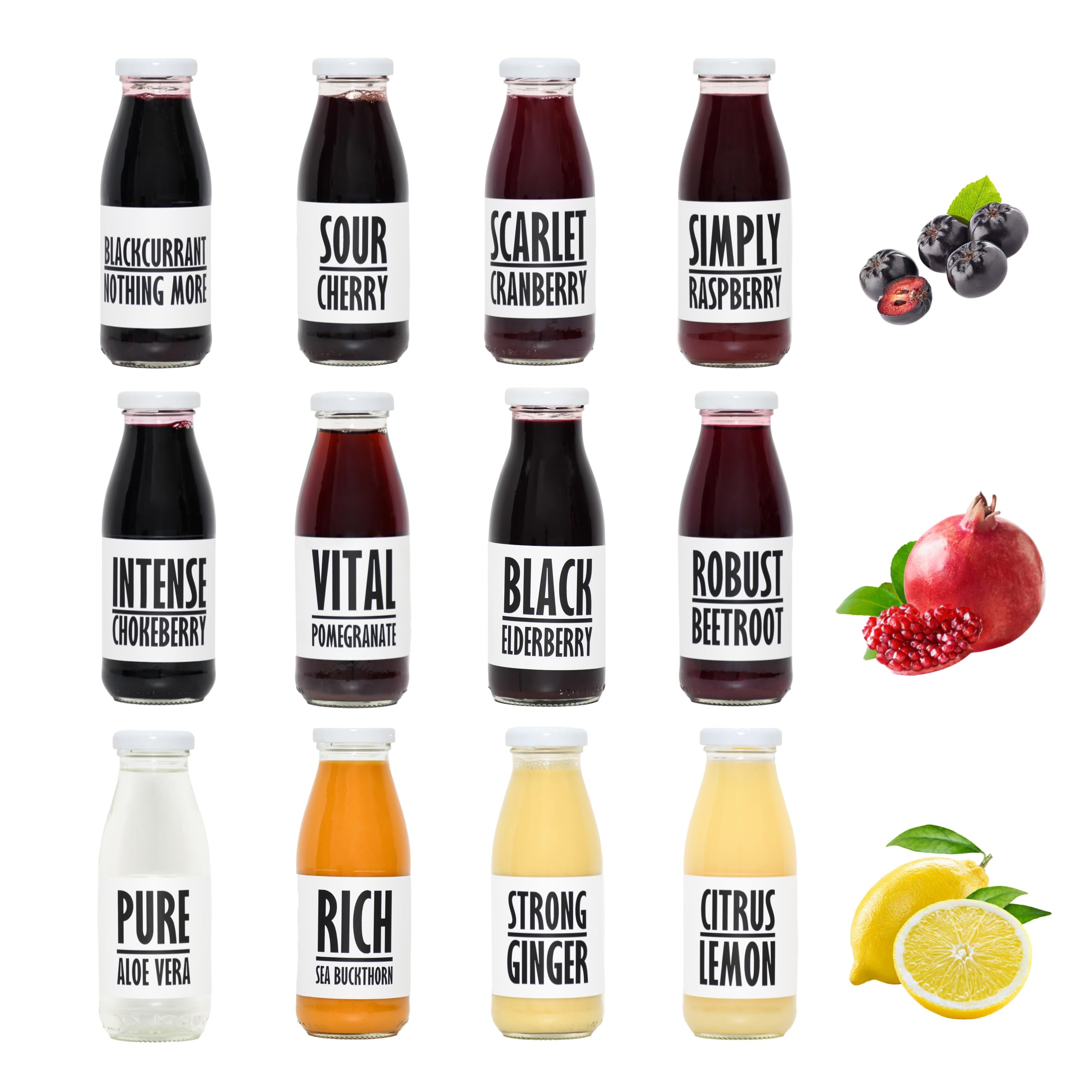 PRESSUICE Winter Variety Pack Juice Smoothie - 12 Pack NFC Fruit Drinks
