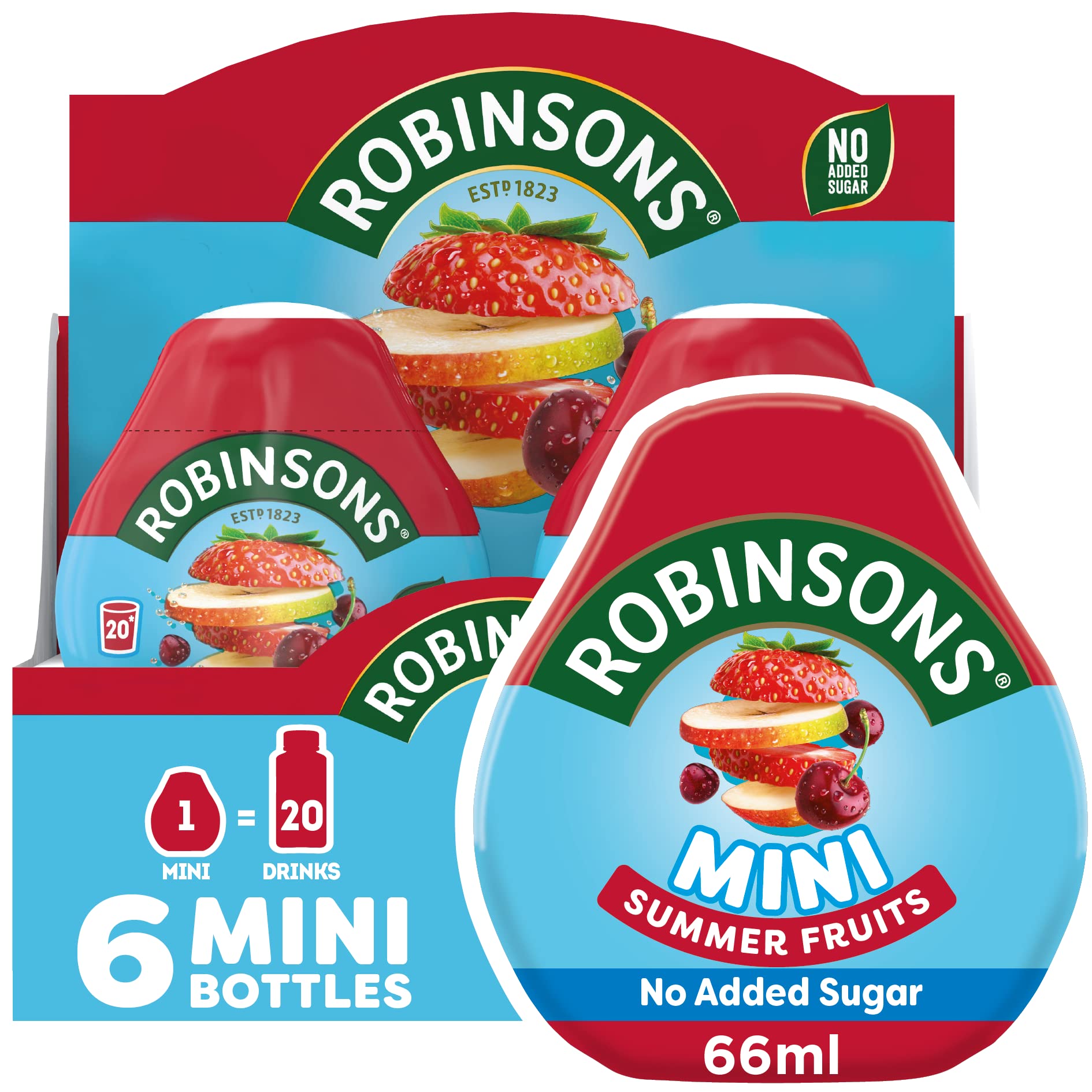 Robinsons Mini Summer Fruits Concentrated Squash - Sugar Free - 6 x 66ml