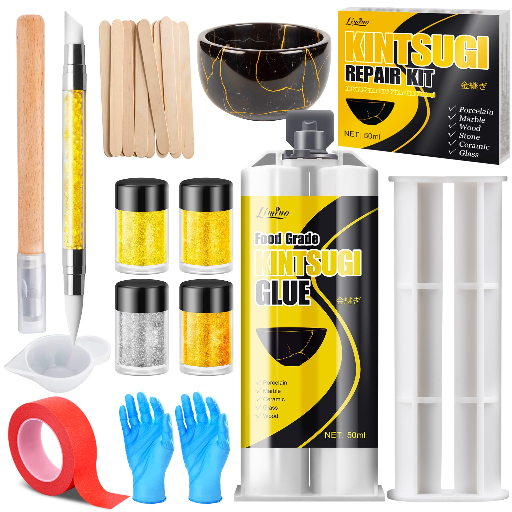 Kintsugi Repair Kit | Food Safe Gold & Silver Ceramic Glue