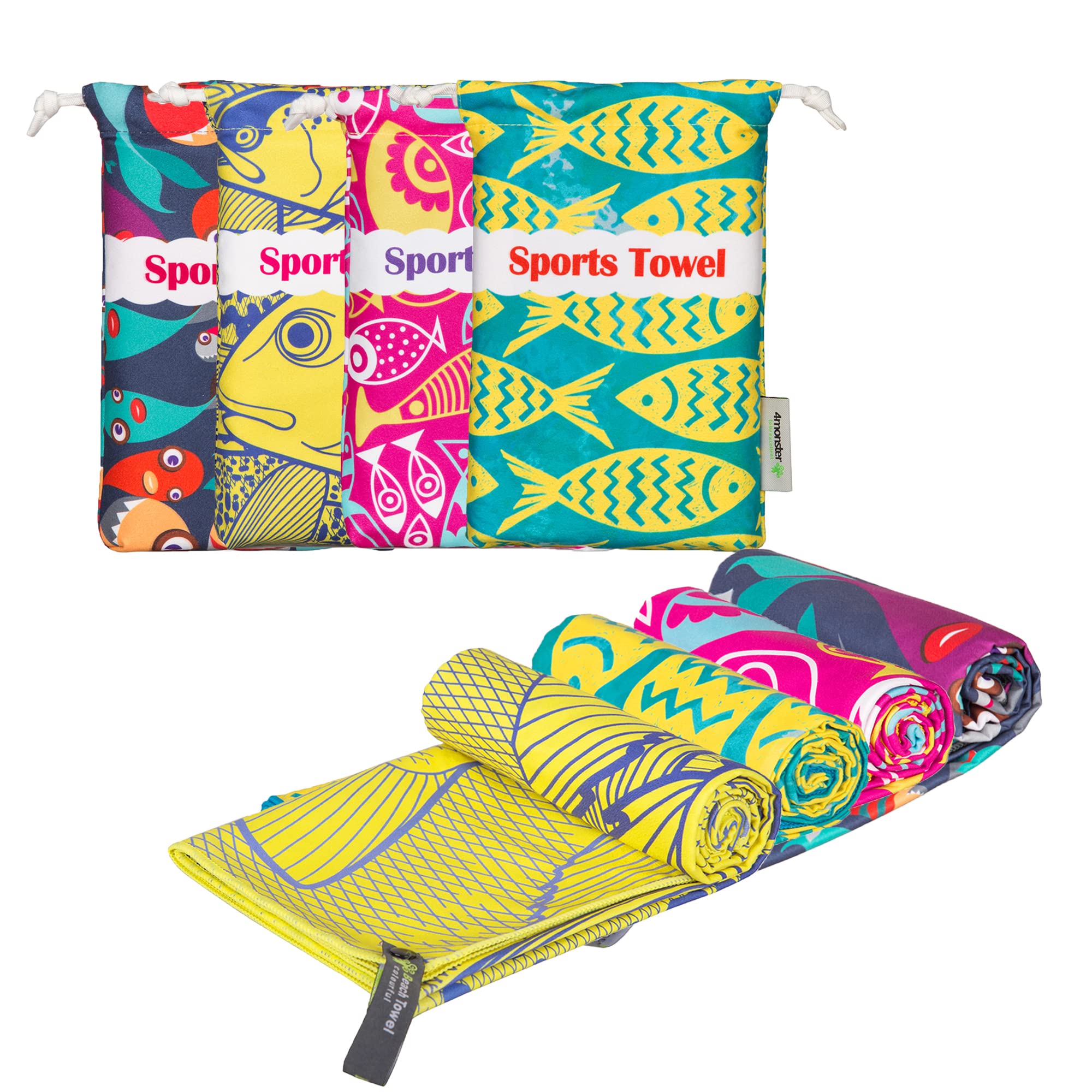 4Monster Sand-Free Microfiber Beach Towel – Quick Dry Oversized Towel