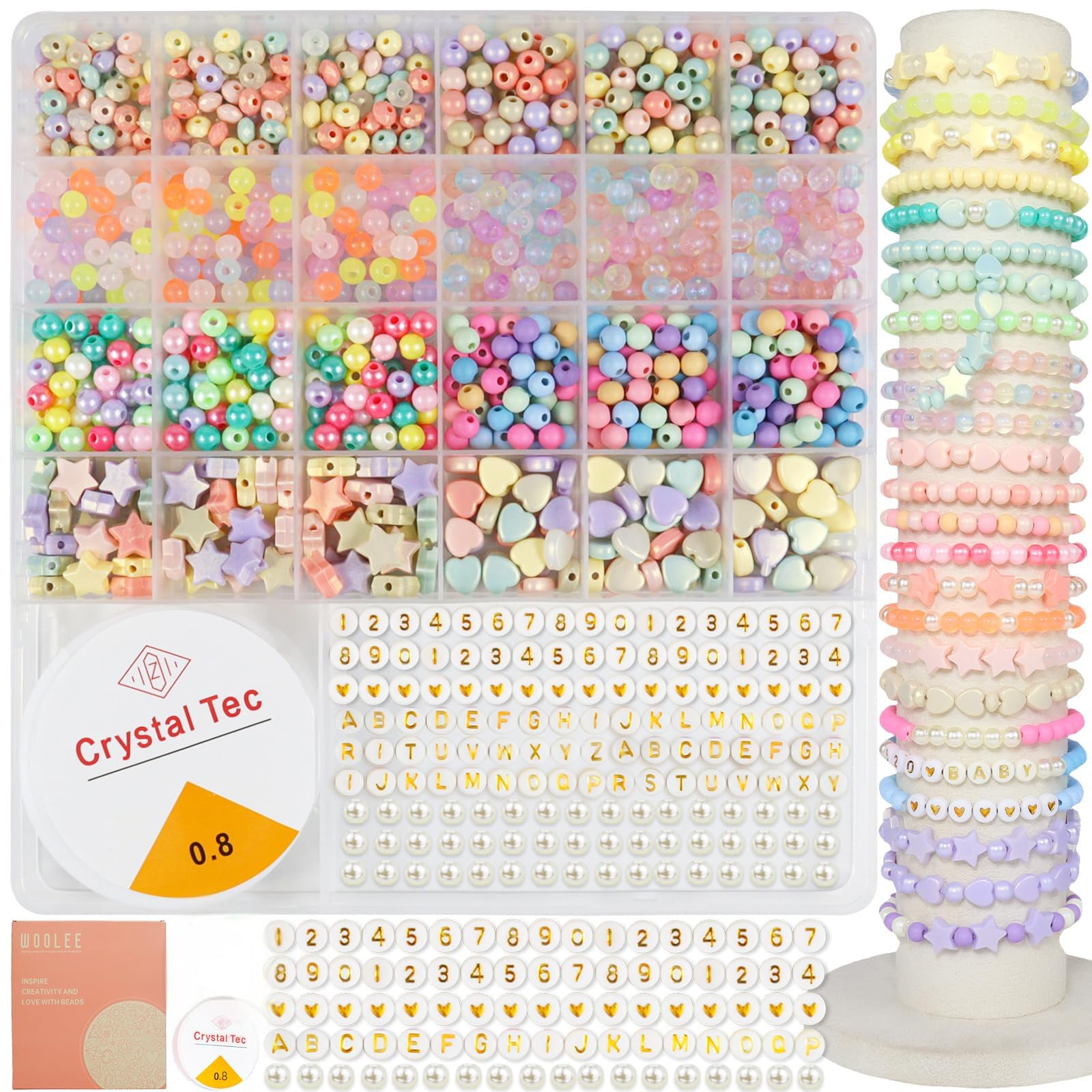 WOOLEE Acrylic Beads Bracelet Making Kit | 1350+ Piece DIY Jewelry Set