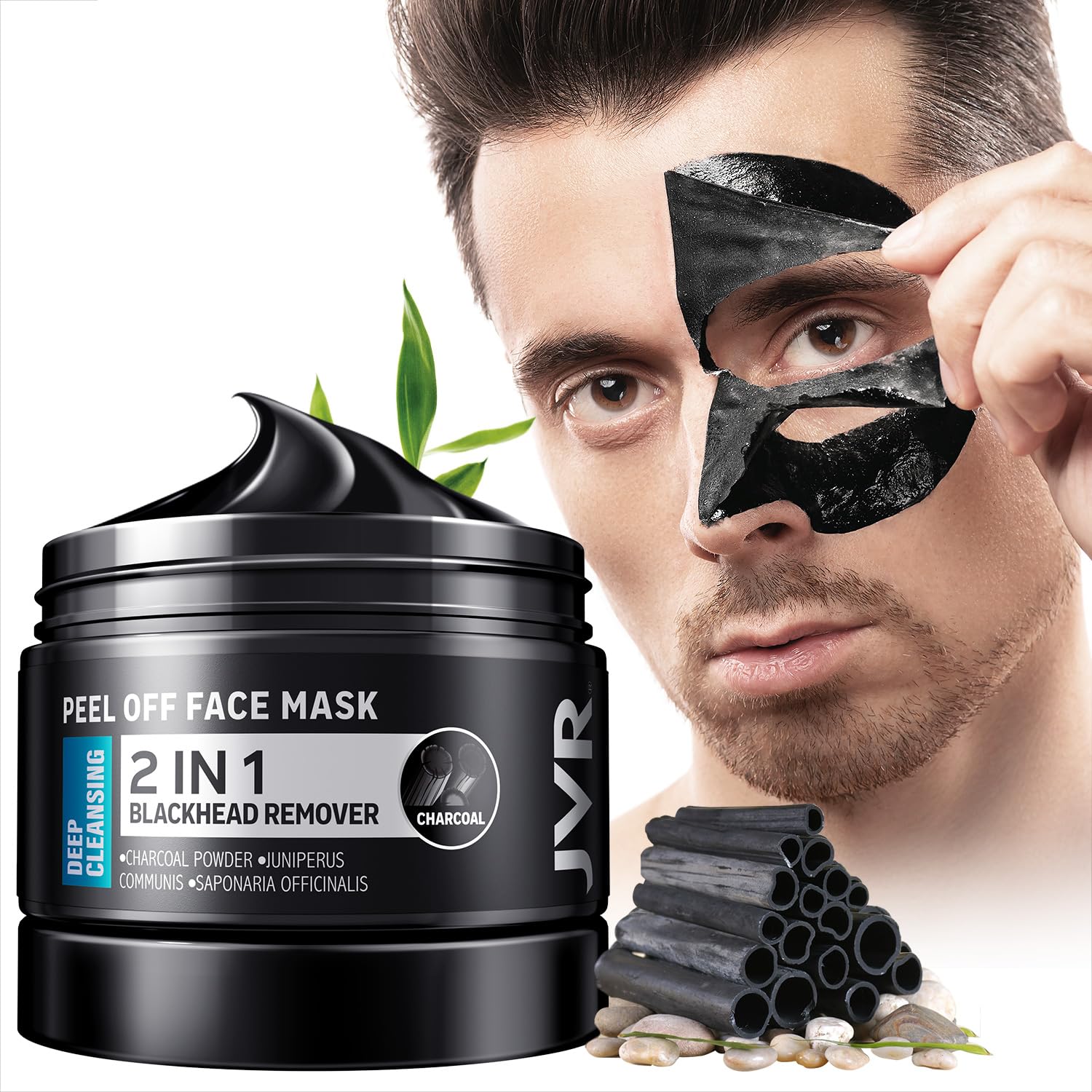 JVR Bamboo Charcoal Peel Off Mask – Deep Cleansing Blackhead Remover, 240ml
