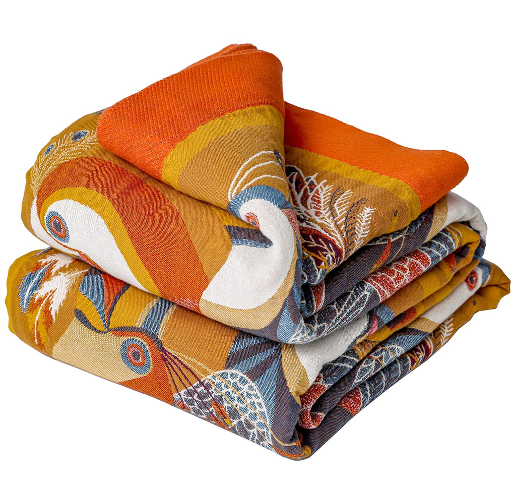 VANJOROY Organic Cotton Bohemian Throw Blanket – Soft Floral Bedspread