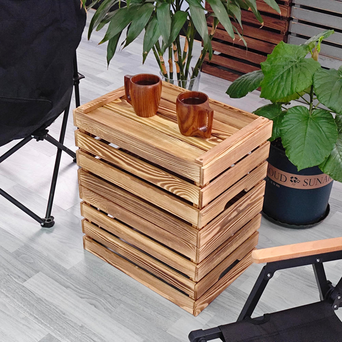 WUERMU Flame-Treated Wooden Crates Set Pack of 2 – Fruit Box, Wine Crate, Milk Crate, Toy Storage, Camping Decor & Utility Chest - image 5