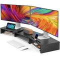 AMERIERGO Dual Monitor Stand Riser - Adjustable Desk Organizer for 2 PCs