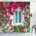 OCEUMACO Garden Shower Curtain | 3D Floral Outdoor Fabric | 180 x 180 cm