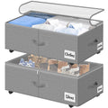 Kukikan Under Bed Storage on Wheels, 2-Pack 24 CM XXL 75L Rolling Under Bed Storage Bag with Zip