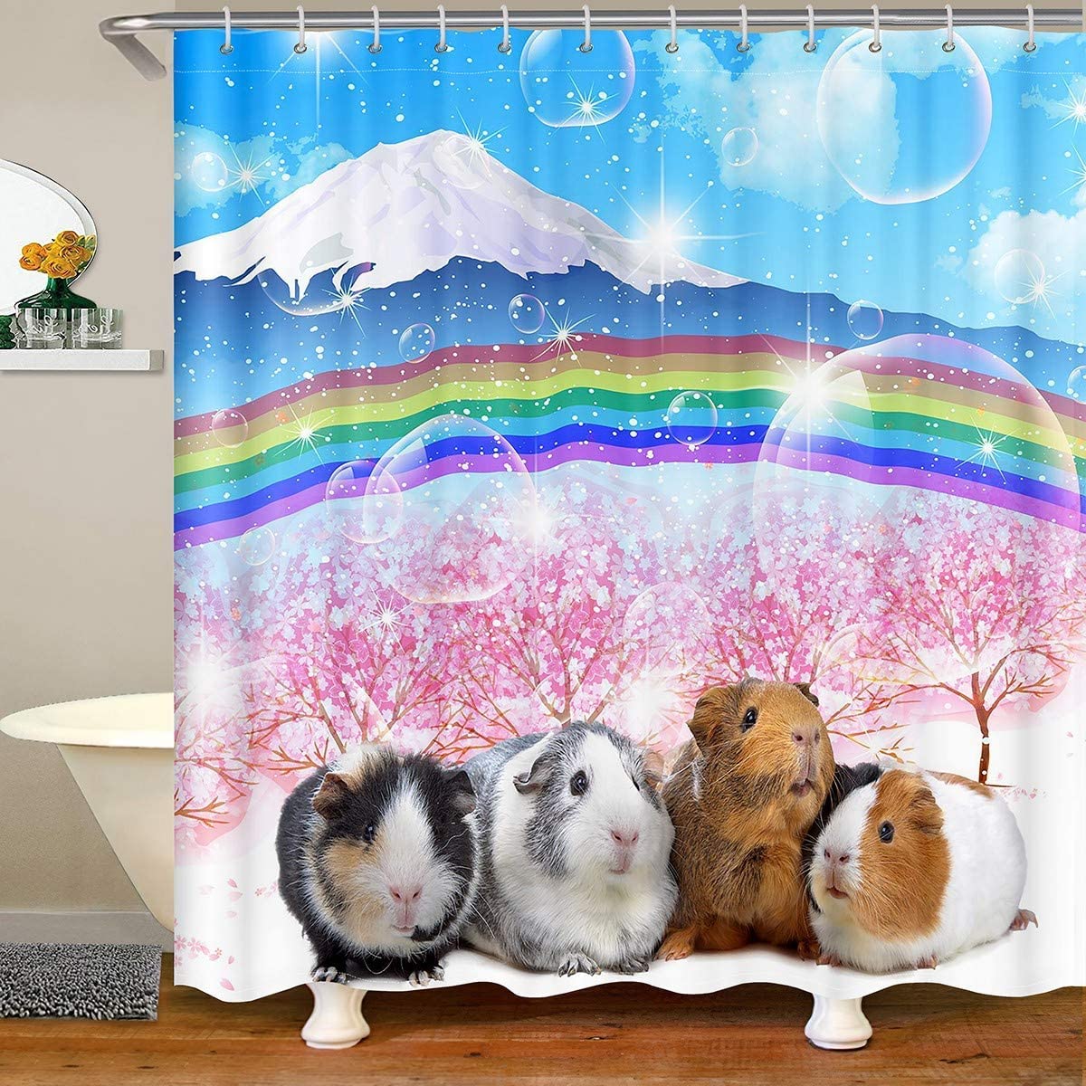 Loussiesd Guinea Pig Shower Curtain | Waterproof Polyester Bathroom Decor