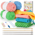 Aeelike Dishcloth Knitting Kit for Beginners with Bamboo & Metal Needles