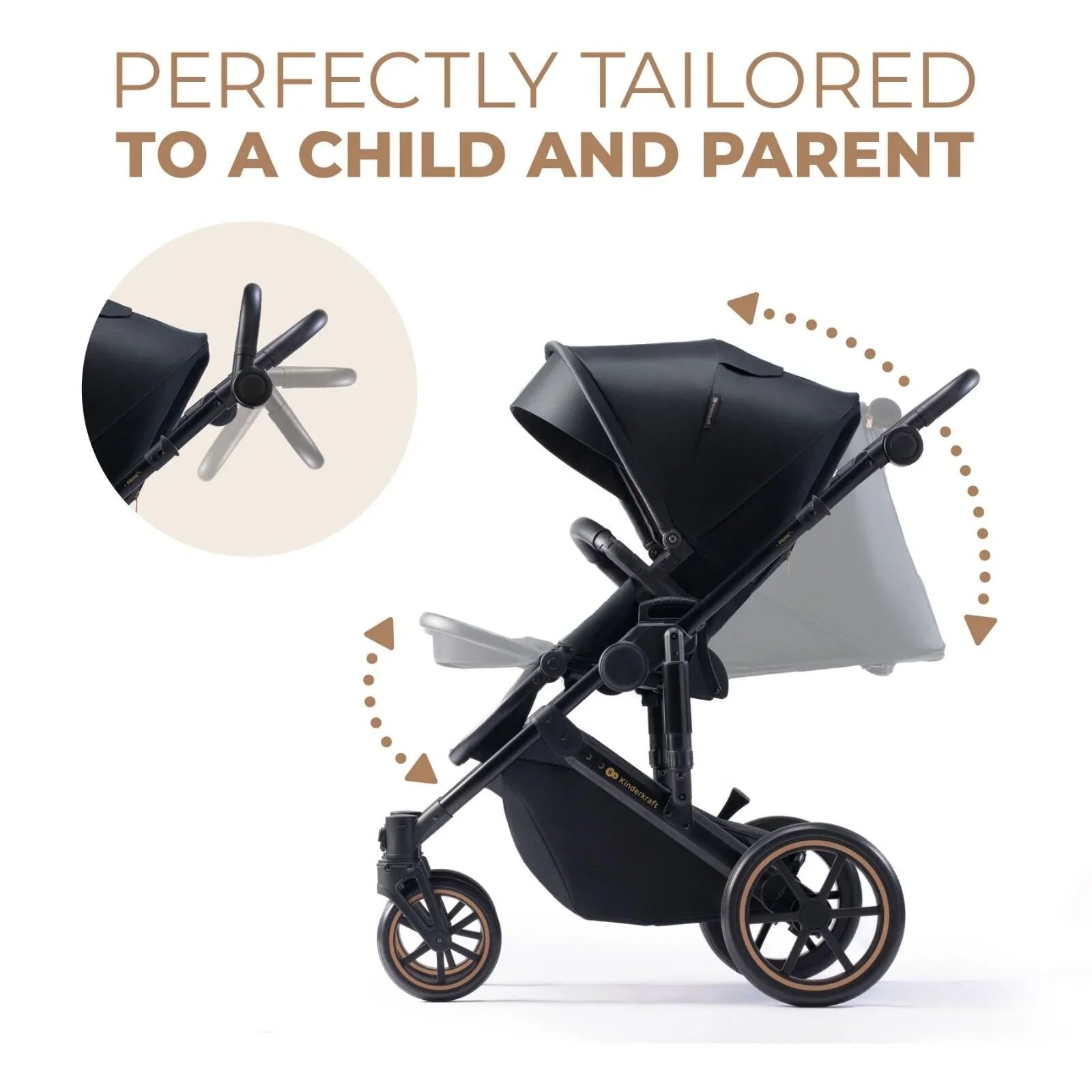 Kinderkraft 3-in-1 Mink Pro Prime 2 Travel System with Car Seat - Venezian Black