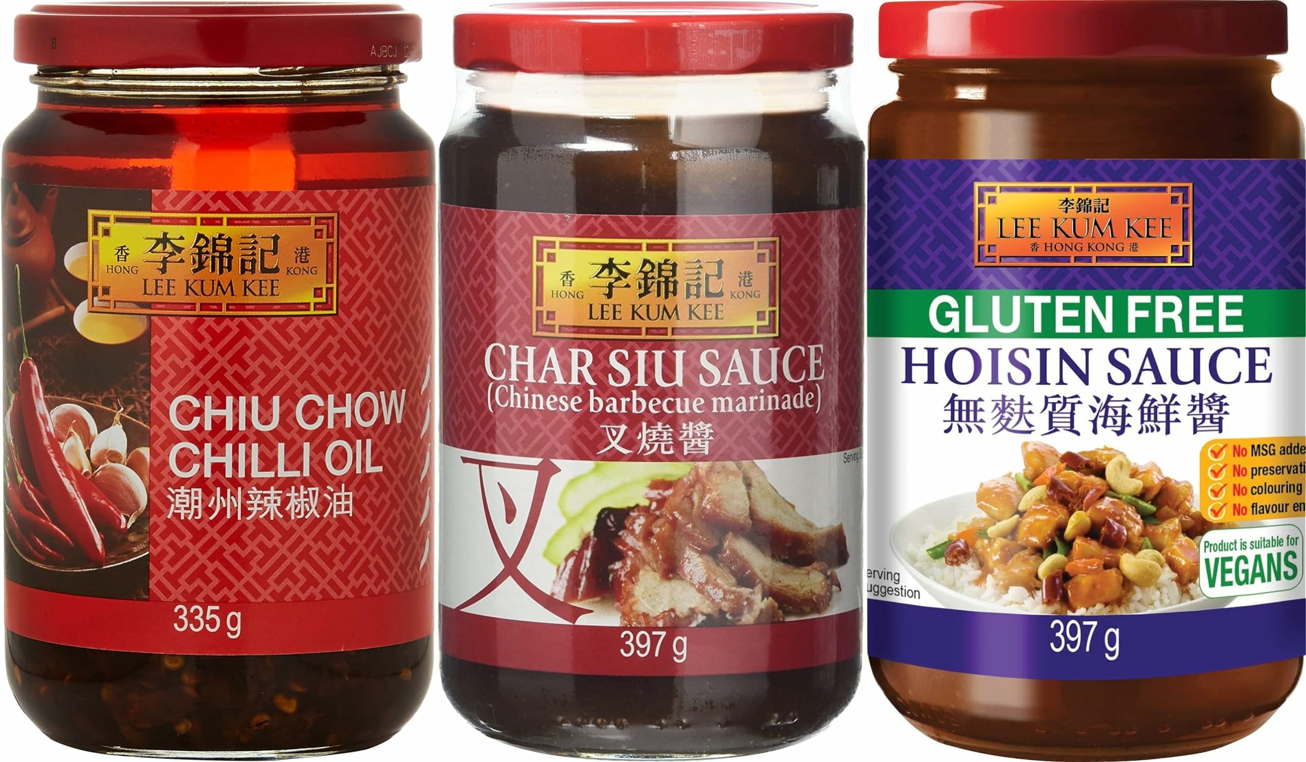 Lee Kum Kee Chinese Sauce Set - Char Siu, Hoi Sin & Chiu Chow Chilli Oil