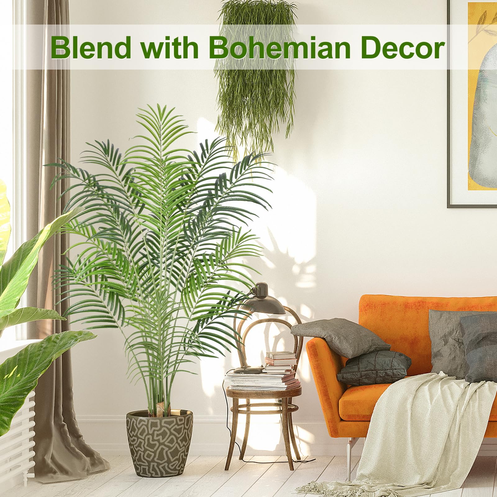 Keeplush 170CM Artificial Palm Tree | Tall Faux Areca Palm with Real Bark