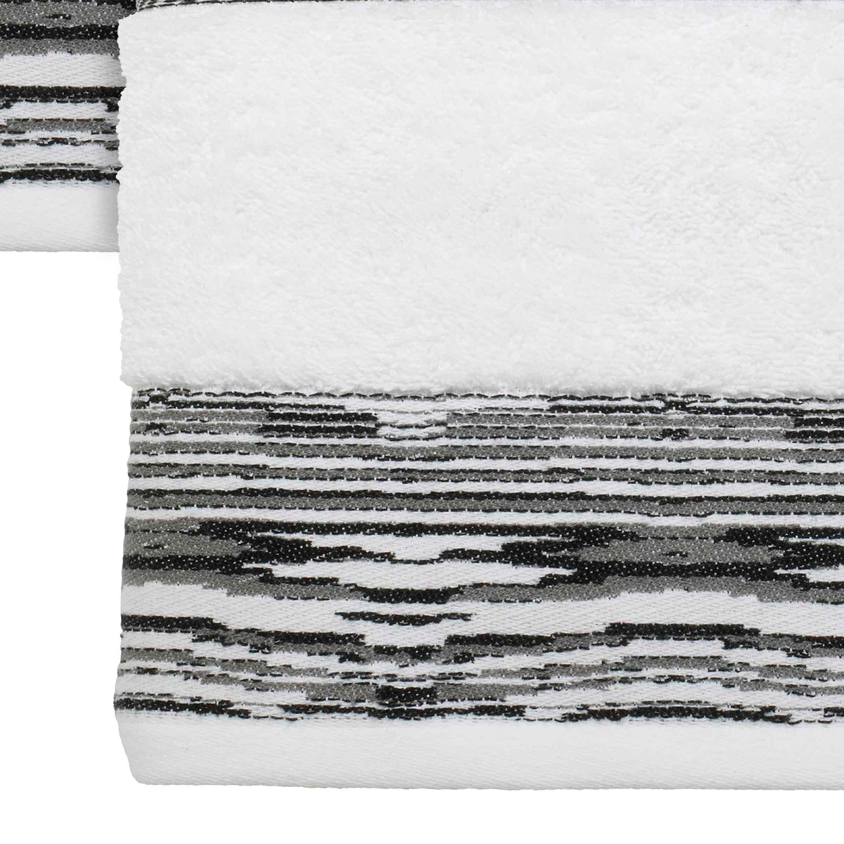 Nicole Miller - Towels, 4pc Soft & Absorbent Towel Set, Dorm Room Essentials Syndey Collection, White/Black