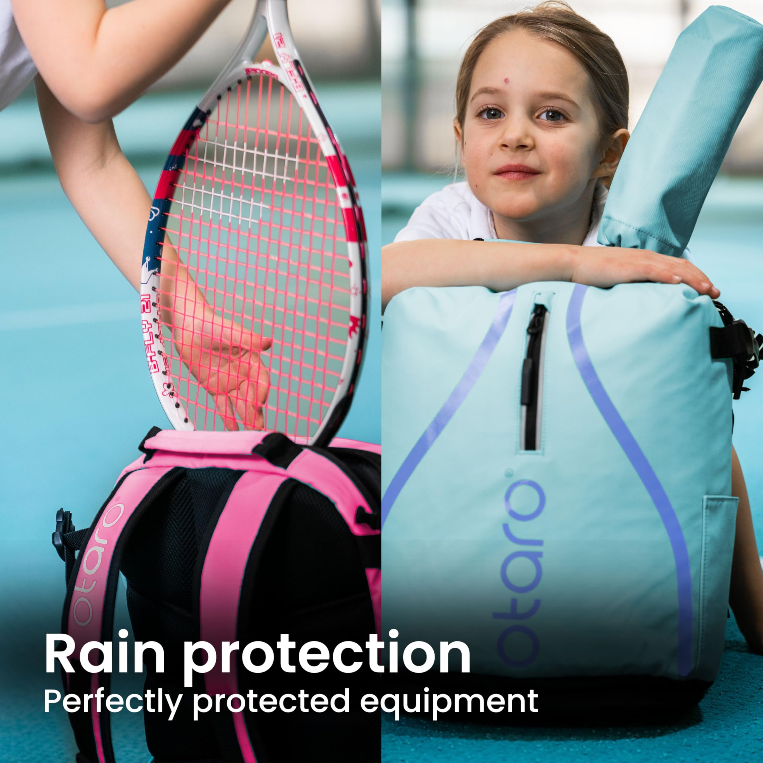 Otaro Kids Tennis Backpack – Pink Racket Bag with Shoe Compartment