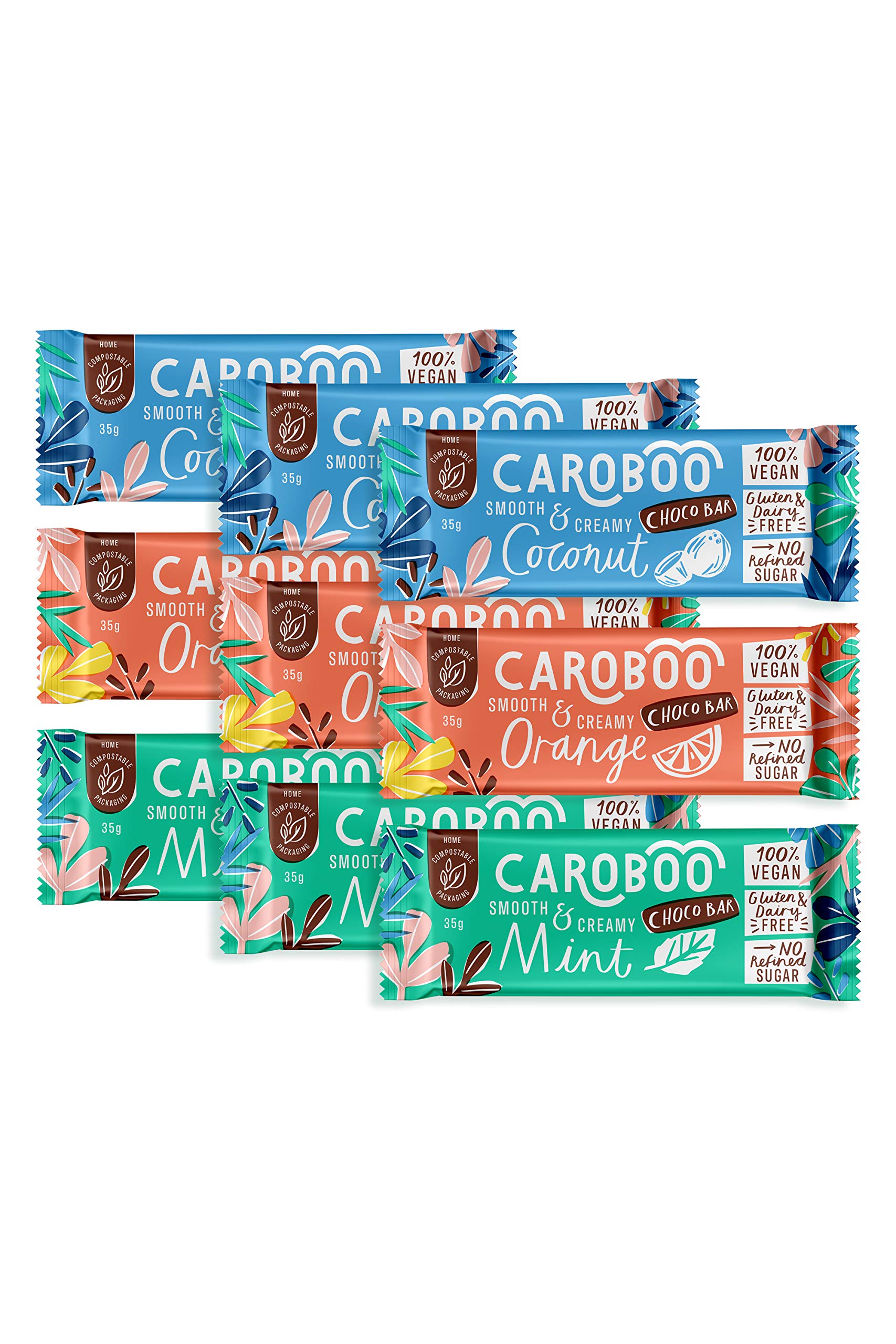 Caroboo Mixed Pack Carob Bars – 9 Vegan & Gluten Free Snack Bars