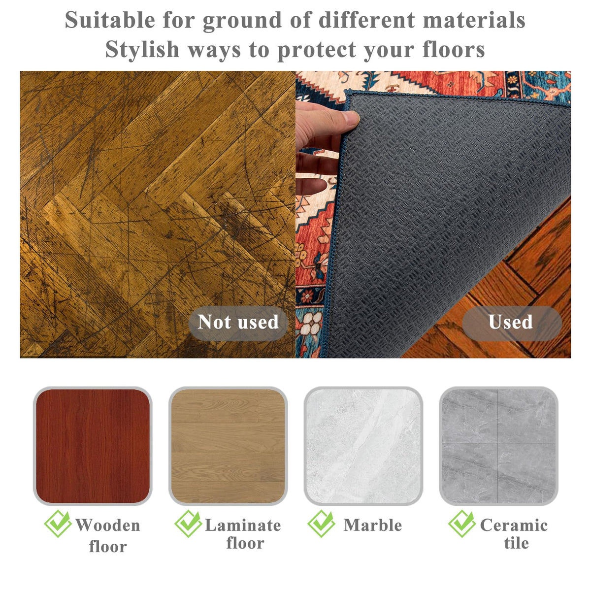 Honorstar Office Chair Mat 120×150cm for Hardwood & Tile Floor - Rectangular Anti-Slip Gaming Protector for Low Pile Carpet Multi-02