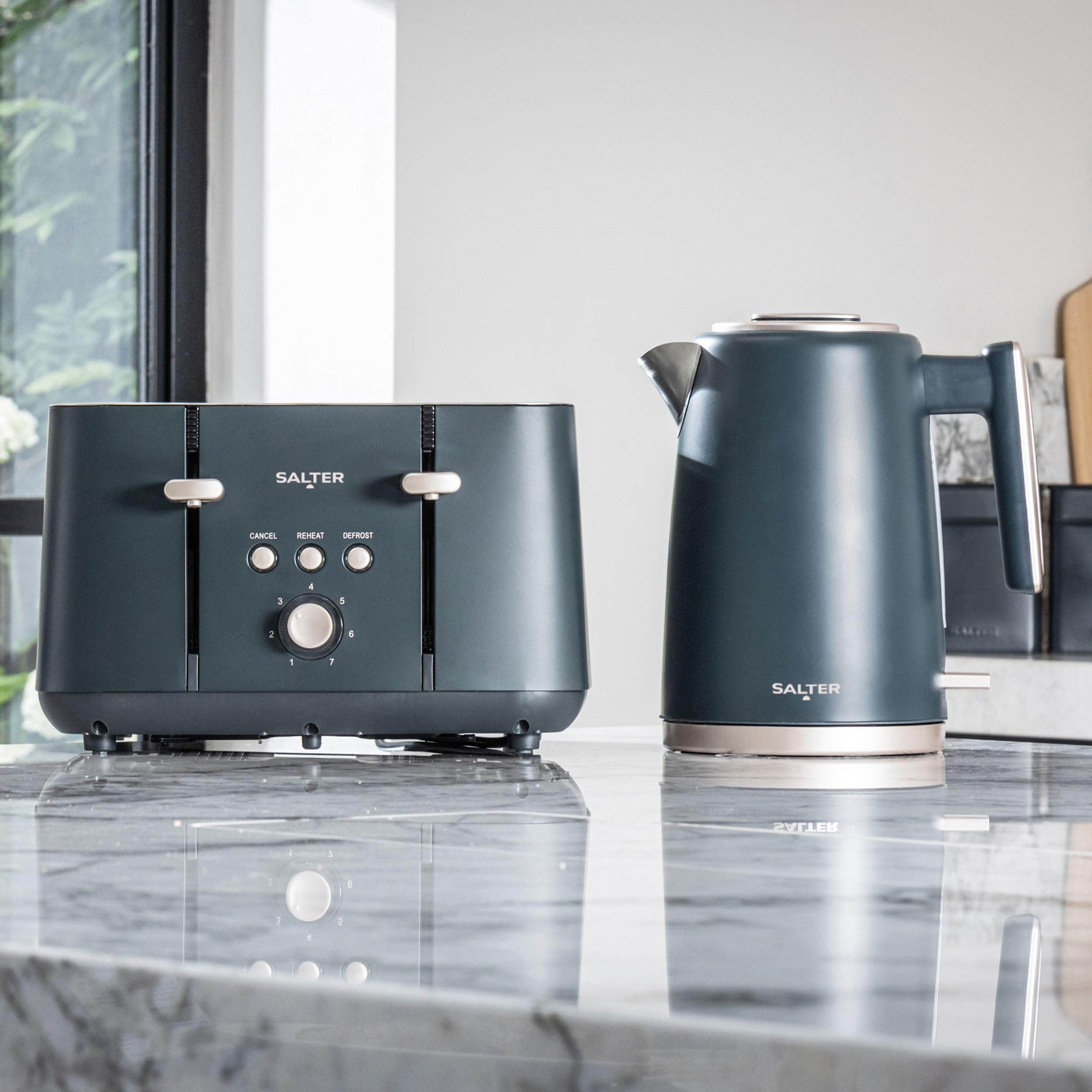 Salter Marino 4-Slice Toaster | 7 Browning Levels | Blue Grey