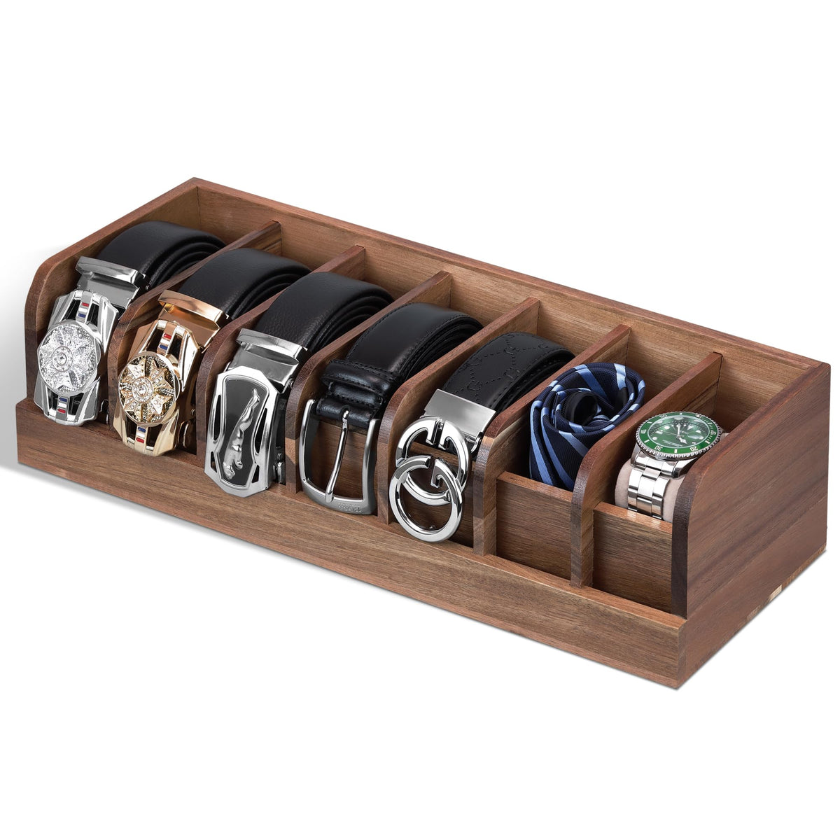 Belt Organizer, 7 Compartment Belt Holder Belt Hanger Closet and Belt Organizer for Drawer,Belt Rack, Belt Storage Organizer - image 1