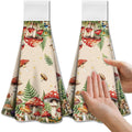 CUTHOLLOW Mushroom & Fern Hanging Kitchen Towels, Microfiber Set of 2