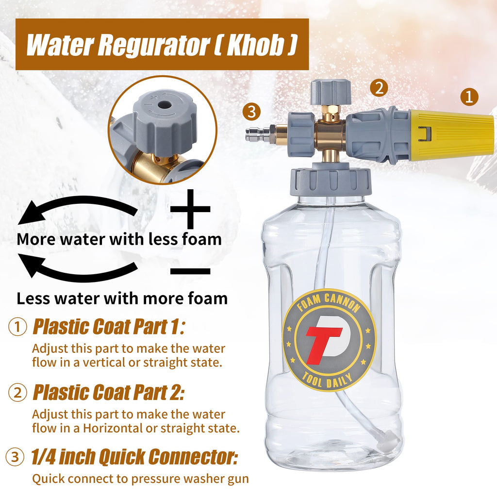 Tool Daily Foam Cannon | 1.5L Snow Foam Blaster with M22 & 1/4 Inch Connect