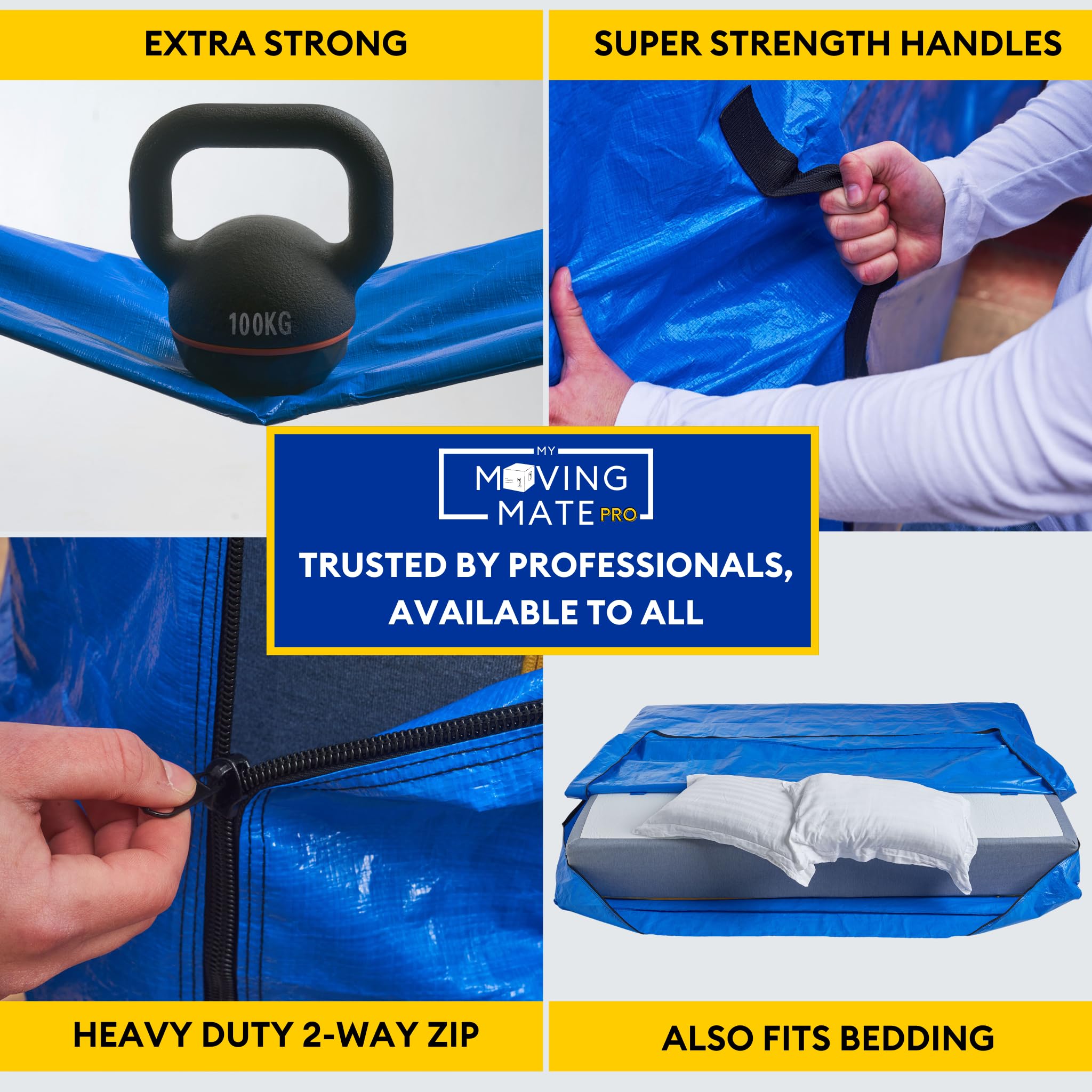 My Moving Mate King Mattress Bag – Heavy Duty Tarp Cover with 8 Handles
