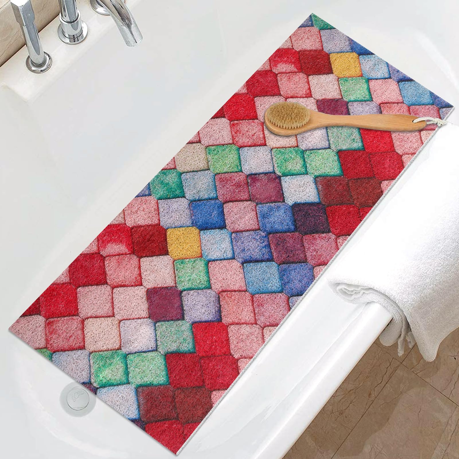 Jolof Store Loofah Shower Mat – 40x100cm Non-Slip Anti-Mould Bath Mat