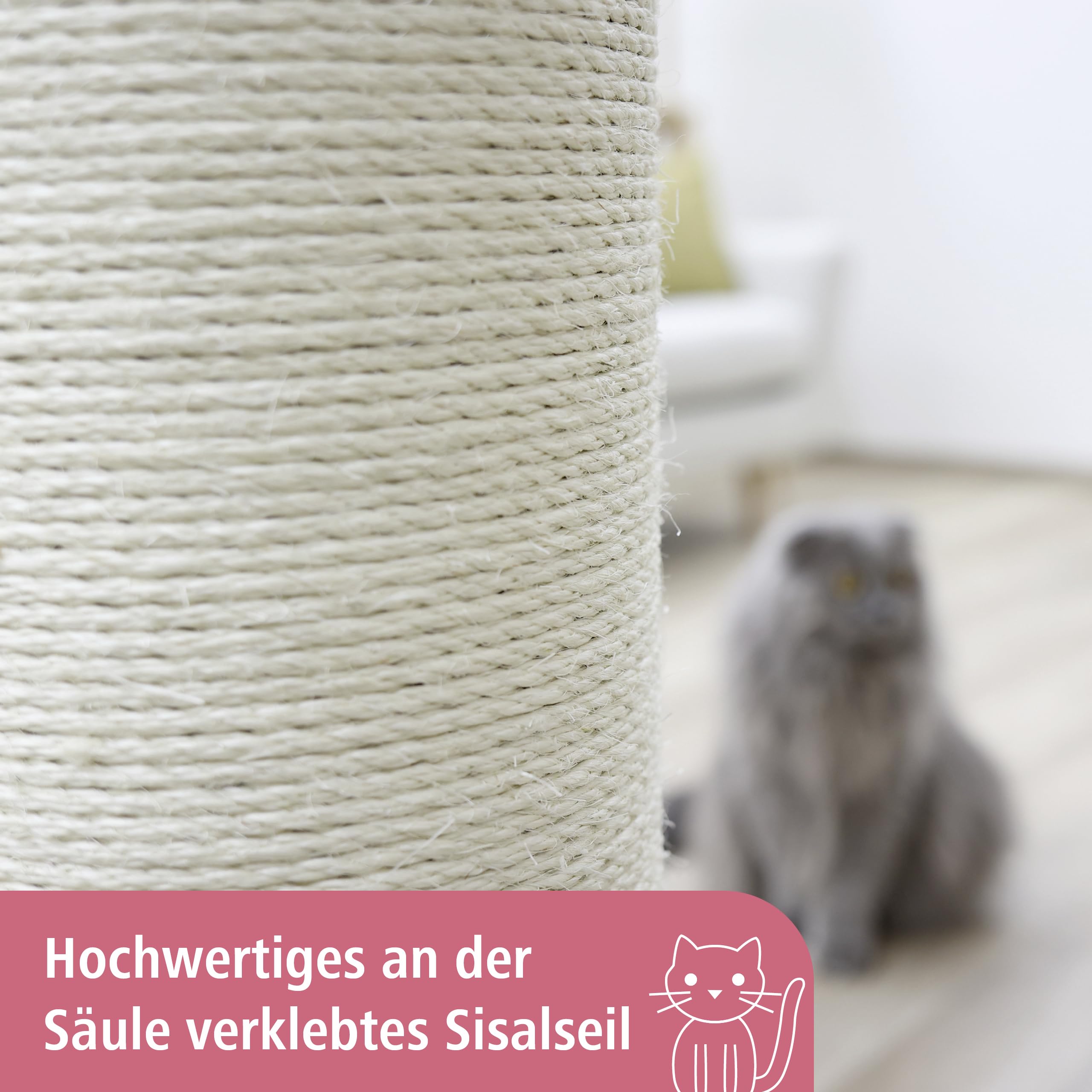 Kerbl Opal Ultra Cat Scratching Post – Grey Sisal Tree, 60x60x82 cm