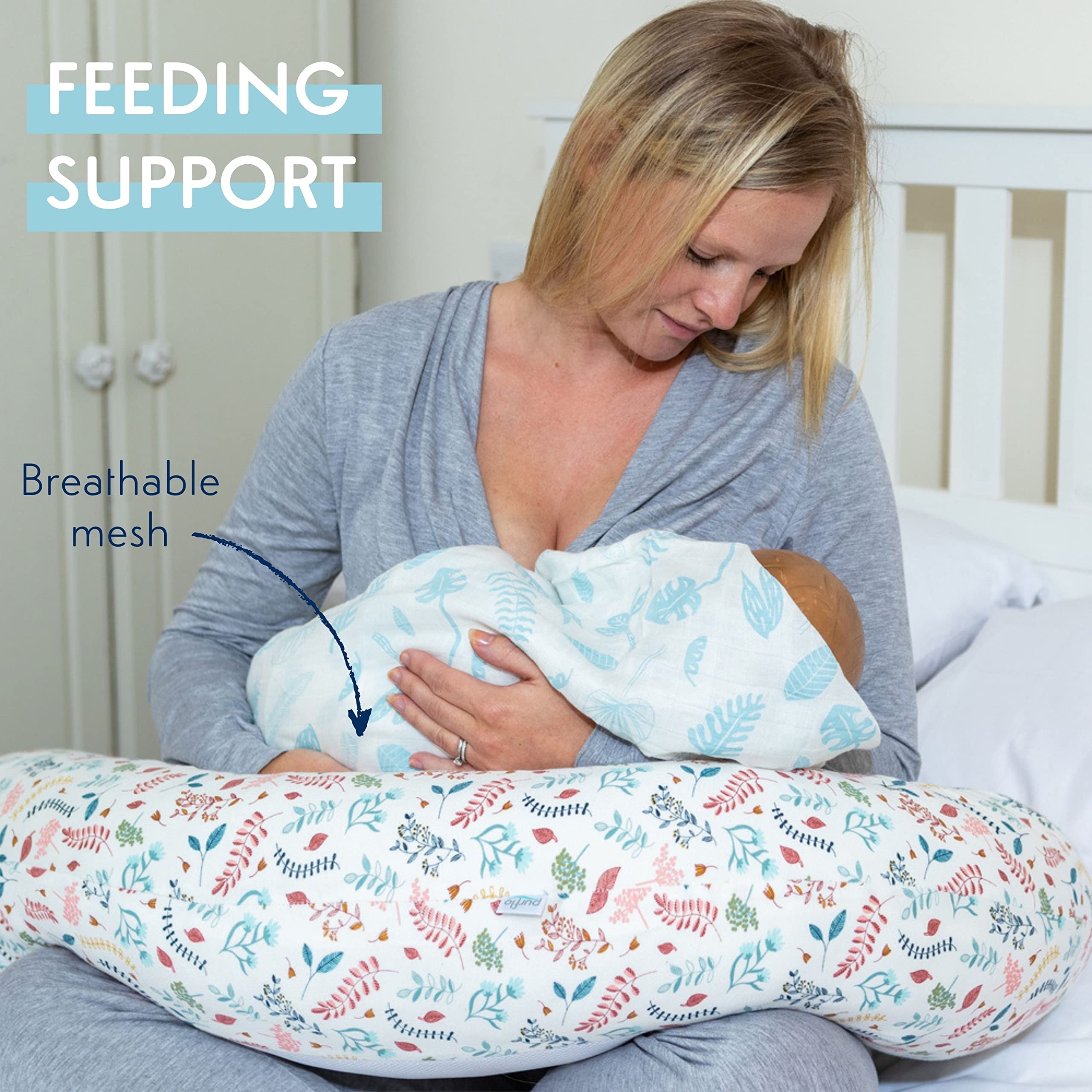 PurFlo Breathe Pregnancy Pillow | Breathable Jersey Cotton Body Pillow