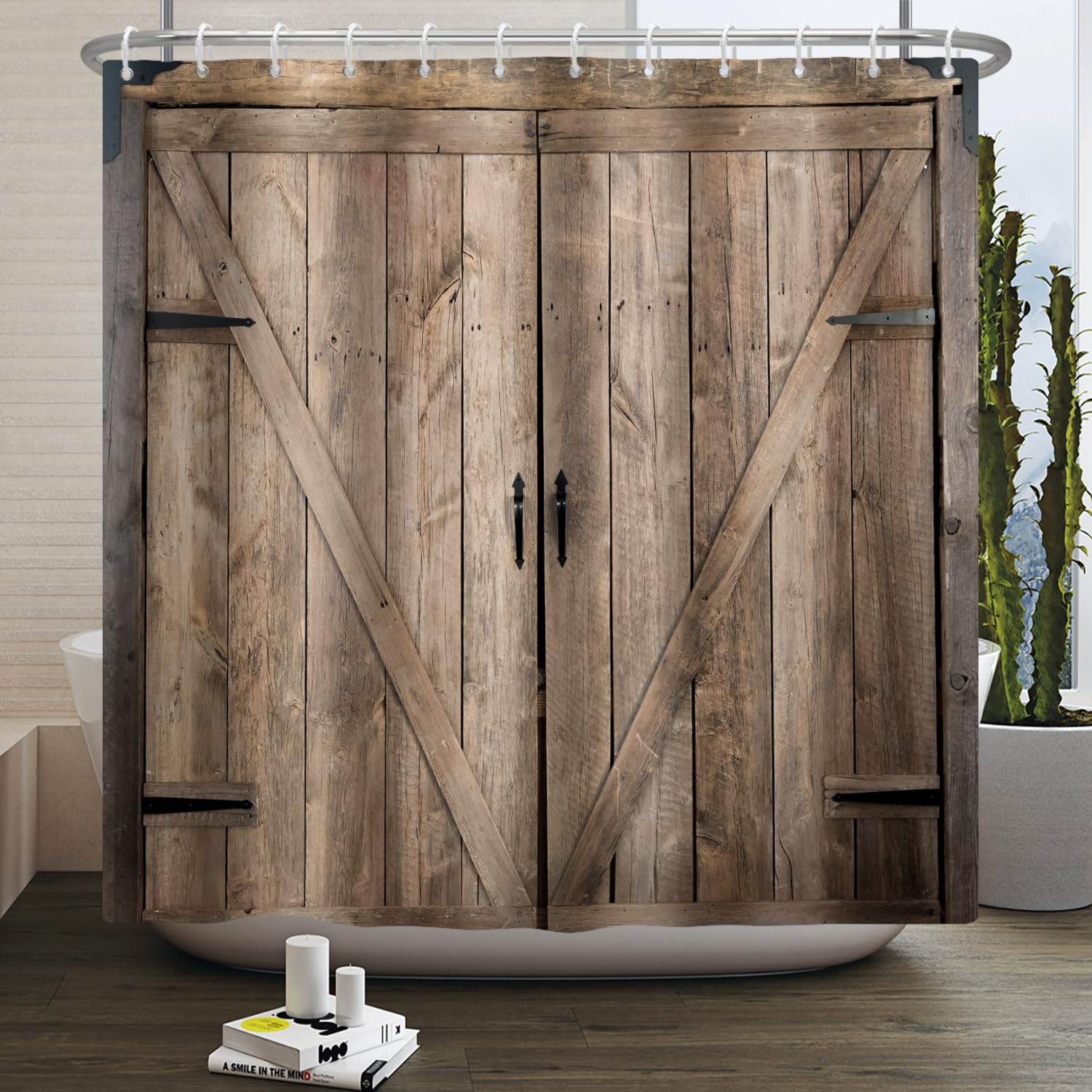 Wood Board Shower Curtain – Vintage Brown Farmhouse Decor