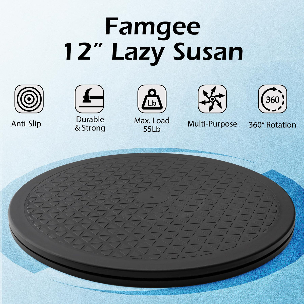 Famgee 12 Inch Lazy Susan Turntable Heavy Duty Rotating Swivel Stand Lazy Susan with Steel Ball Bearings for Flat Panel Monitors, Computer, TV - image 2