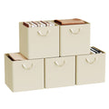 WOLTU Fabric Storage Boxes Set of 5, Collapsible Cube Baskets with Handles and Metal Frame, Wardrobe Organisers for Bedroom, Living Room, Study - image 1