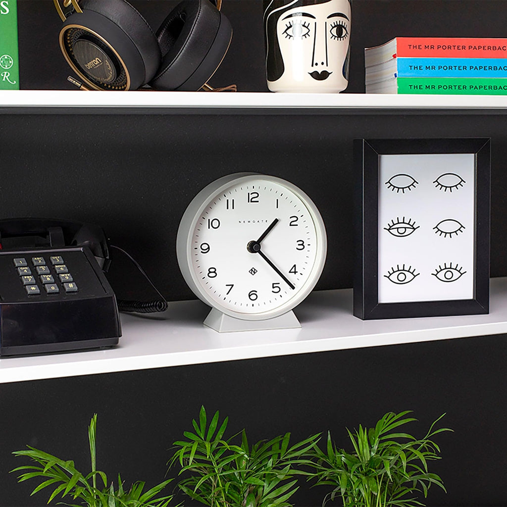 Newgate M Mantel Clock – Silent Sweep Non-Ticking Minimalist Grey