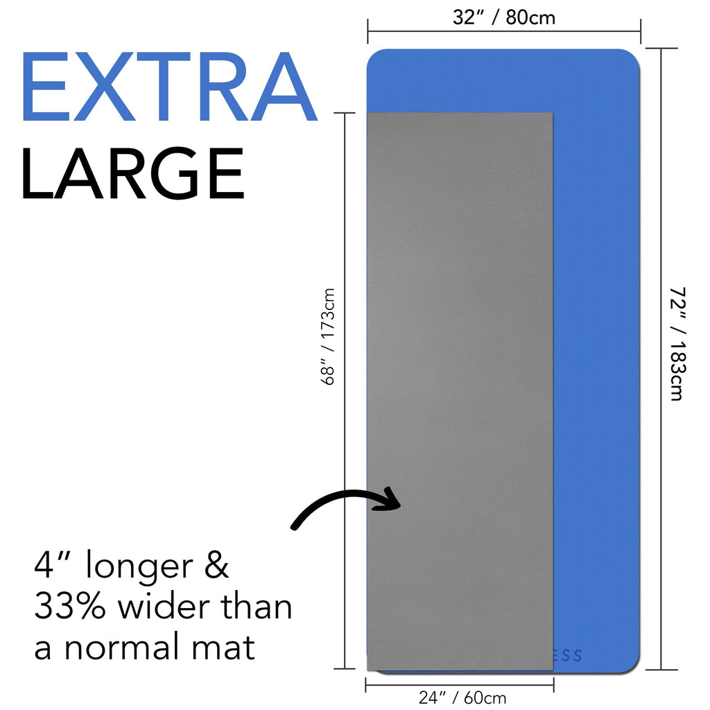 Extra Wide TPE Exercise Mat - 10mm Thick Non-Slip Yoga Mat
