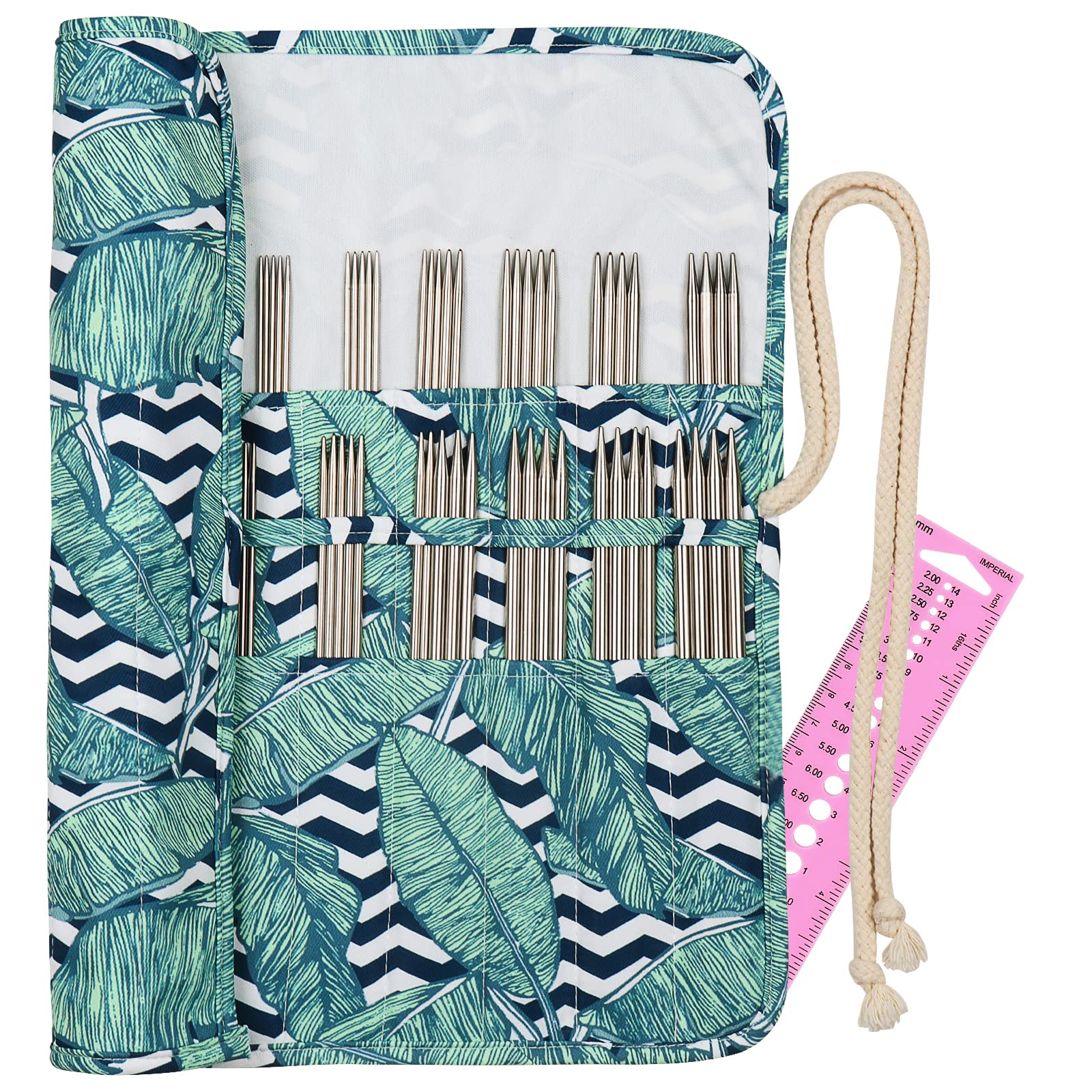 Aeelike 20cm Double Pointed Knitting Needles Set - 55pc Stainless Steel Kit